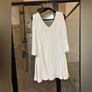 Ivory White Christian Dior Silk Tent Dress with wide sleeves